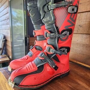 Like New Mens O'Neal Red and Black Motorcycle Boots Size 11